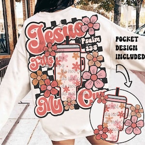 Trendy Jesus Fills My Cup Png, psalm 23:5 png, trendy Christian png, bible verse shirt design, png designs, Jesus sublimation, Christian png
