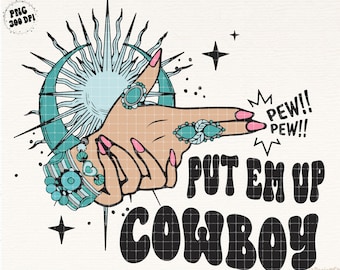 Western-Türkis-Png, Western-Cowgirl-Png, druckvoller Png, rosa Cowgirl-Png, Hippie, Concho Png, Retro Western Png, Sublimations-Design-Download