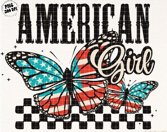 American Girl PNG, Sublimation Downloads, July 4th png, 4th July Sublimation Png, Patriotic png, American png, USA, Retro png, Americana png