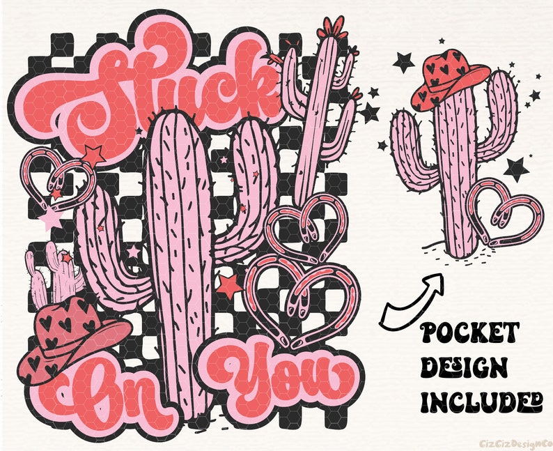 Stuck on You PNG, Western Valentine Png, Valentine’s Day PNG Sublimation Digital Design Download, vday shirt, love tshirt, retro png, cactus image 2