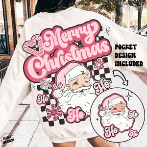 Merry Christmas PNG, Christmas png, Pink Santa png, Pink Christmas Png, Groovy Christmas Sublimation Designs, Retro Christmas Design png