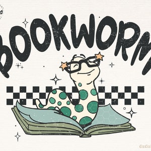 Bookworm Png, Retro Png, Cute Kids Png Sublimation, Digital Design Download, Vintage Png, Trendy Png, kids shirt designs, Hoodie png designs
