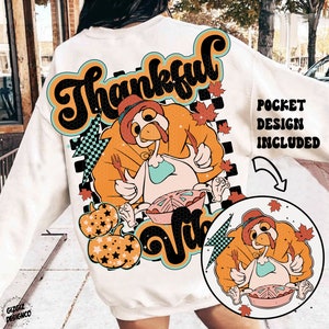 Thankful Vibes Png-Retro Turkey PNG, Groovy Thanksgiving Sublimation, Floral Autumn Vibes, Fall Png, Fall Shirt Design, Groovy Png, Cute Png