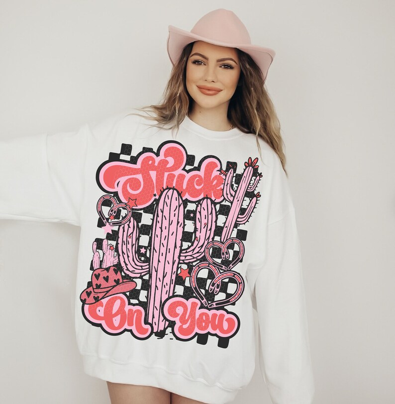 Stuck on You PNG, Western Valentine Png, Valentine’s Day PNG Sublimation Digital Design Download, vday shirt, love tshirt, retro png, cactus image 7