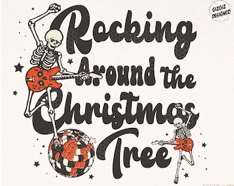 Rockin rund um den Weihnachtsbaum, Retro Weihnachten Png, Western Png Sublimationen, Sofortiger Download, Weihnachten Png, Retro Sublimation Png