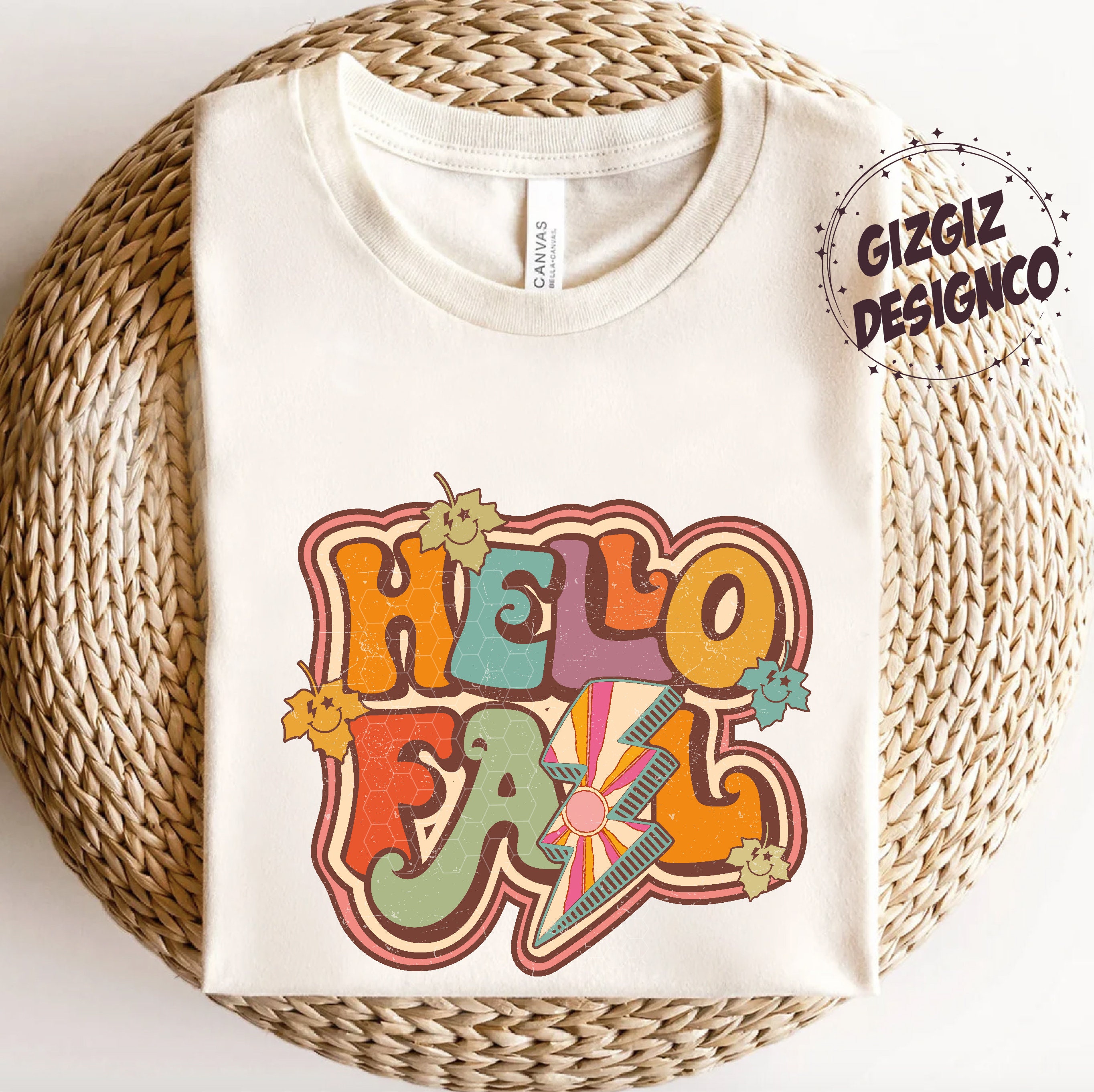 Retro Hello Fall PNG, Pumpkin Season, Sublimation Design Download ...