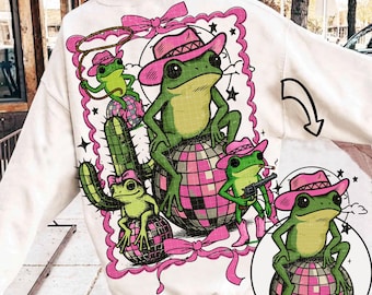 Retro Western Cowboy Frog Png, Disco Ball Western Png, Retro PNG, Country Png, Instant Download, Shirt Design, Retro Frog Design, Trendy Png