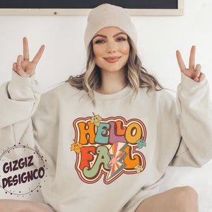 Retro Hello Fall PNG, Pumpkin Season, Sublimation Design Download ...