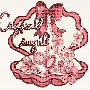 Coastal Cowgirl Png, Western Png, Jóias PNG, Western Shirt Design, Coquette Cowgirl Png, Pink Cowgirl Png Sublimação, Aesthetic Png