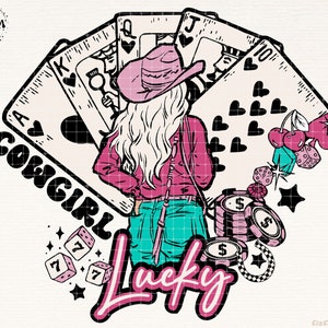 Cowgirl Lucky Png, Western Cowgirl Png, Western Shirt Design PNG, Turquoise Western, Vintage Style PNG, Western Design, Desert Western Png
