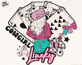 Vaquera Lucky Png, Vaquera Western Png, Diseño de Camisa Western PNG, Western Turquesa, Estilo Vintage PNG, Diseño Western, Western Desierto PNG