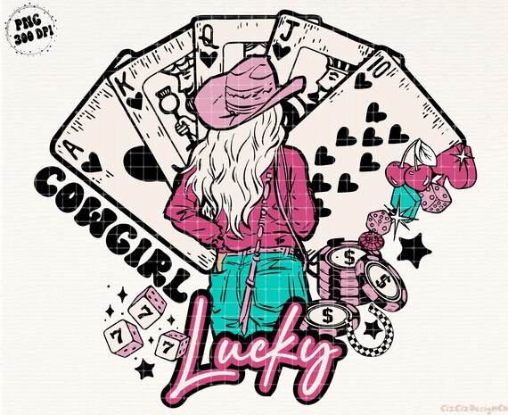 Cowgirl Lucky Png, Western Cowgirl Png, Western Shirt Design PNG, Turquoise Western, Vintage Style PNG, Western Design, Desert Western Png