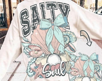 Salty Soul Png, Stay Salty Png Coquette Summer Png Seashell Pearl Png Coastal Summer Png Coastal Aesthetic Vintage Summer Png Coastal Beach