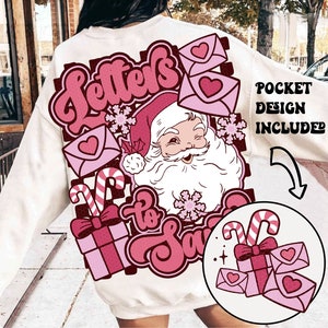 Cartas a Papá Noel PNG, Navidad PNG, Papá Noel PNG, Navidad retro PNG, Descarga digital de sublimación navideña, Linda Navidad PNG, Navidad de moda