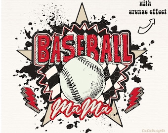 Retro Baseball Mama Png for Sublimation Splash Effect Checkered Baseball Mom Png, Digital Design Download, Mom Png,Game Day Png, Mother Day