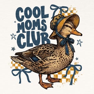 Cool Moms Club Goose Mama PNG, Coquette Bow Mama PNG, Mom Life, Antique Shirt, Dainty Png (Digital Download) image 2