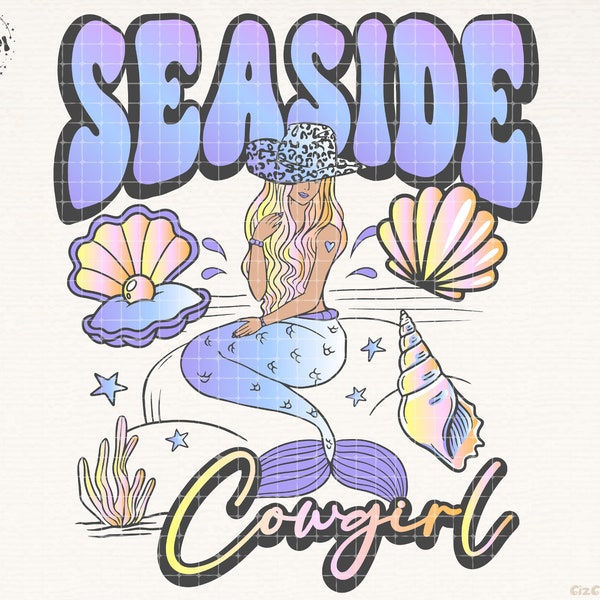 Summer Western Seaside Cowgirl Png Cowgirl Summer png Retro Summer png Beach png Western summer png Trendy Summer Tshirt Sublimation Png