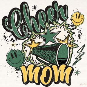 Cheer Mom Green Leopard Png Design, Cheer Mama Png, Cheerleading Mom Png, Game Day Png, Game Day Vibes Sublimation Designs, Mom Life Png