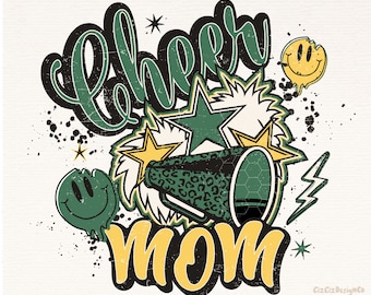 Cheer Mom Green Leopard Png Design, Cheer Mama Png, Cheerleading Mom Png, Game Day Png, Game Day Vibes Sublimation Designs, Mom Life Png