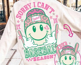 Trendy Baseball Smile Face Png Sorry I Can't It is Baseball Season Png Checkered Baseball Png Baseball Game Day Png Baseball Mom Shirt Png