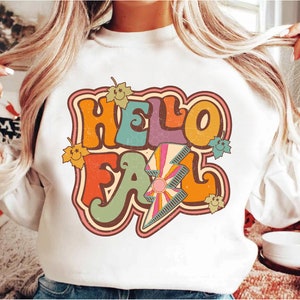 Retro Hello Fall PNG, Pumpkin Season, Sublimation Design Download ...