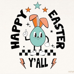 Happy Easter Y&#39;all Png-Easter Sublimation Design-Bunny Ears Hip hop Funny Cute Easter Kids Shirt png- Digital download-Easter png clipart