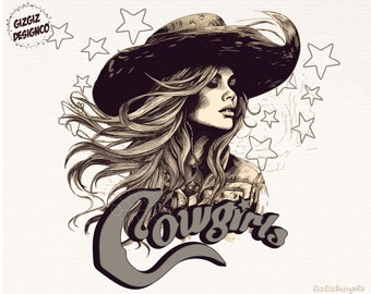 Western Cowgirl Png, Transparent Png, Western Cowgirl Png, Western Shirt Design, Boho Png, Vintage Western png, Retro Western Png, Cowgirls