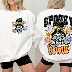 Spooky Mama Png, Trendy Halloween PNG, Halloween Shirt Sublimation Design, Trick Or Treat, Retro Halloween Png, Spooky Season, Skeleton Png image 4