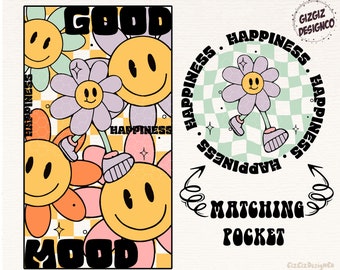Groovy Smiley Face Daisy Png, Good Mood Happiness Png, Retro Sublimation Design, Pocket Png Design Download, Smiley Trendy Shirt Png Clipart