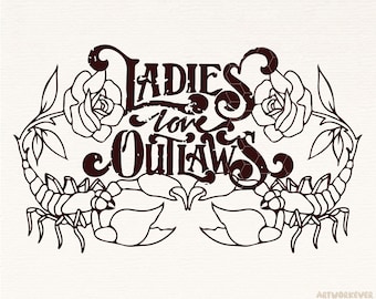 Ladies Love Outlaws Png, Western PNG, Retro Western Png, Western sublimations, Cowgirl shirt png, shirt designs, scorpion, digital download