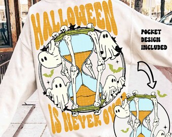 PNG divertido de Halloween, diseño de camiseta de Halloween de bolsillo moderno para sublimación, PNG de temporada espeluznante, PNG de fantasma, PNG de Halloween retro, PNG de otoño, imágenes prediseñadas