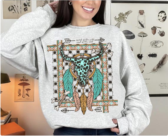 Leopard Cow Skull Png, Edgy Western Cowgirl Png, Western Turquoise Png, Trendy Western Designs, Western PNG File, Trendy Shirt PNG, Boho Png