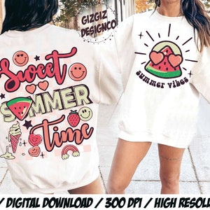 Sweet Summer PNG, Fruit Sublimation Digital Design Download, strawberry png, watermelon png, smiley png, summertime png, sweet summer time