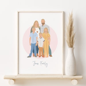 Custom Drawing From Photo, Dad and Son Portrait, Faceless Digital Portrait Print, Family Digital Faceless Illustration, image 7