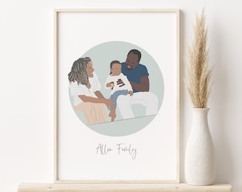 Custom Family Portrait, Family Reunion Illustration, Digital Illustration From Photo, Family Portrait Illustration, Faceless Portrait Custom