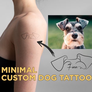 Custom Minimal Dog Tattoo, Custom Tattoo Design for Dog Memorial, Custom Pet Tattoo Design, Dog Ear Tattoo Design, Minimal Pet Tattoo Design