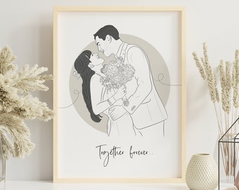 Custom Valentine's Day Gift, Custom Line Drawing Portrait, Custom Portrait from Photo, Gift for Boyfriend for Valentine's Day, Custom Sketch