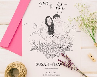 Illustrated Wedding Invites, Custom Wedding Invitation Card, Personalized Wedding Invitation Illustration, Printable Custom Wedding Invite