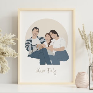 Custom Drawing From Photo, Dad and Son Portrait, Faceless Digital Portrait Print, Family Digital Faceless Illustration, image 6