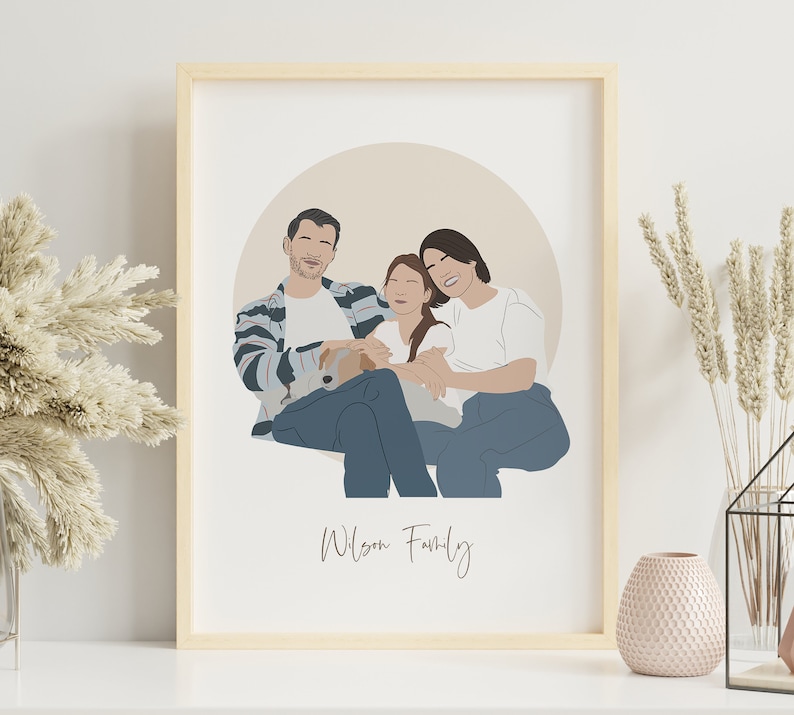 Custom Drawing From Photo, Dad and Son Portrait, Faceless Digital Portrait Print, Family Digital Faceless Illustration, image 6