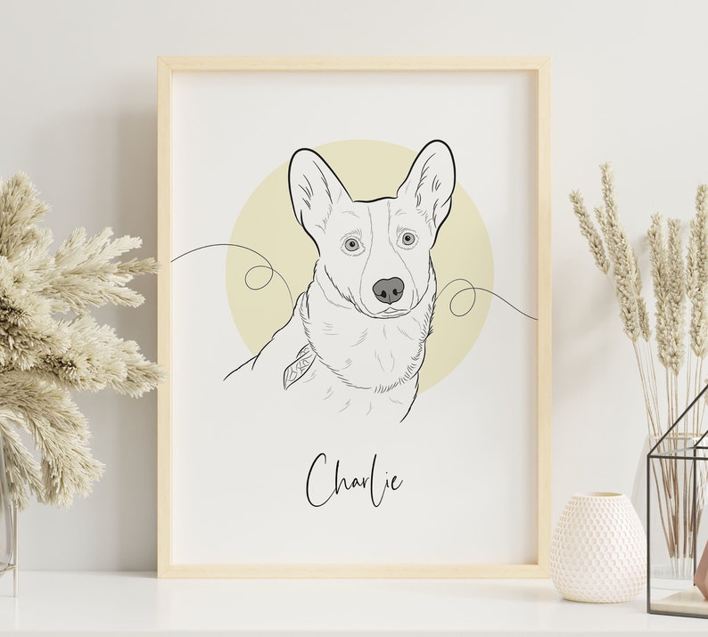 Custom Pet Portrait Line Art, Pet Portrait Line Drawing, Pet Owner Gift, Dog Line Art, Dog Cat Portrait Line Drawing From Photo, Dog Sketch image 2