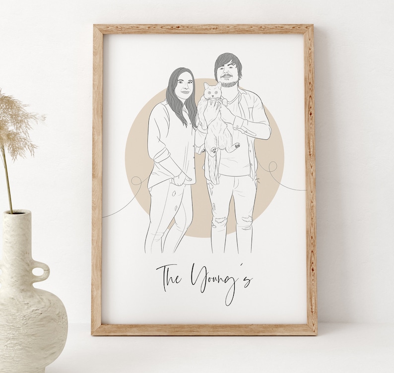 Personalisiertes Valentinstagsgeschenk, Linienzeichnung Portrait vom Foto, Geschenk für Freund zum Valentinstag, Personalisierte Skizze Bild 8