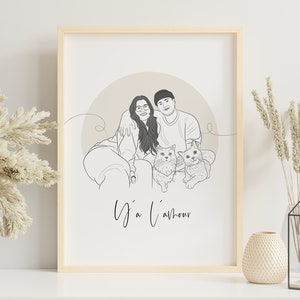 Personalisiertes Valentinstagsgeschenk, Linienzeichnung Portrait vom Foto, Geschenk für Freund zum Valentinstag, Personalisierte Skizze Bild 2