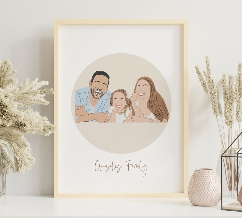 Custom Drawing From Photo, Dad and Son Portrait, Faceless Digital Portrait Print, Family Digital Faceless Illustration, image 3