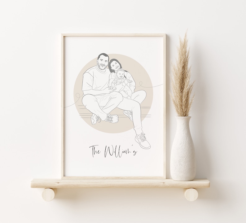 Personalisiertes Valentinstagsgeschenk, Linienzeichnung Portrait vom Foto, Geschenk für Freund zum Valentinstag, Personalisierte Skizze Bild 10