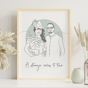 Personalisiertes Valentinstagsgeschenk, Linienzeichnung Portrait vom Foto, Geschenk für Freund zum Valentinstag, Personalisierte Skizze Bild 9