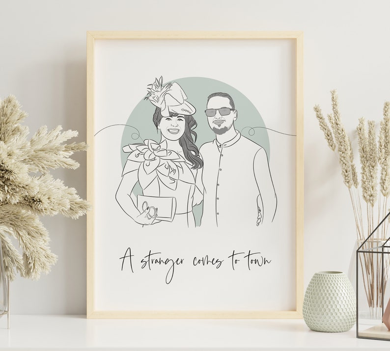 Personalisiertes Valentinstagsgeschenk, Linienzeichnung Portrait vom Foto, Geschenk für Freund zum Valentinstag, Personalisierte Skizze Bild 9