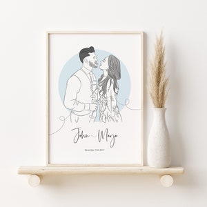 Custom Valentine's Day Gift, Custom Line Drawing Portrait, Custom Portrait from Photo, Gift for Boyfriend for Valentine's Day, Custom Sketch image 3