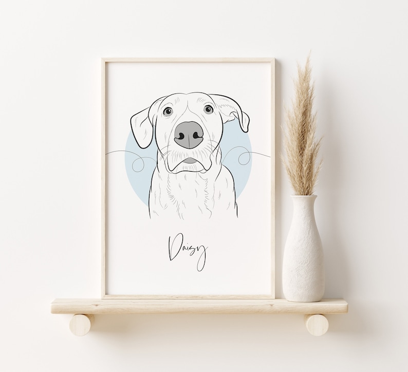 Custom Pet Portrait Line Art, Pet Portrait Line Drawing, Pet Owner Gift, Dog Line Art, Dog Cat Portrait Line Drawing From Photo, Dog Sketch image 1