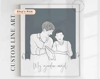 Gift for Mother, Custom Mother's Day Minimal Gift, Custom Line Drawing From Photo, Custom Gifts for Grandmas, Unique Gift for Mothers